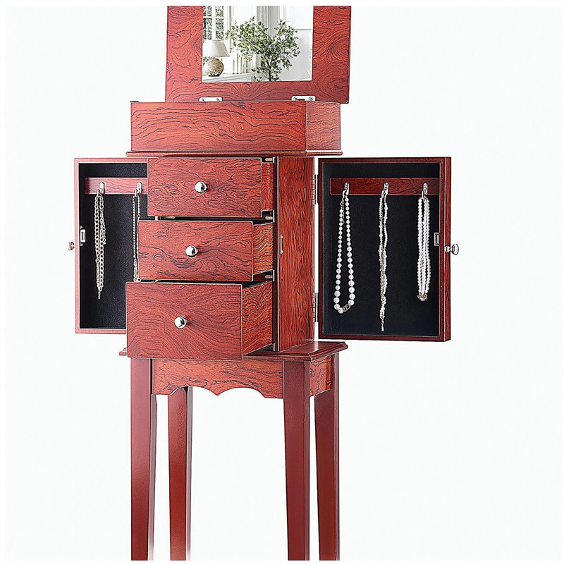 Armoire à bijoux avec armoire 3 tiroirs et miroir
