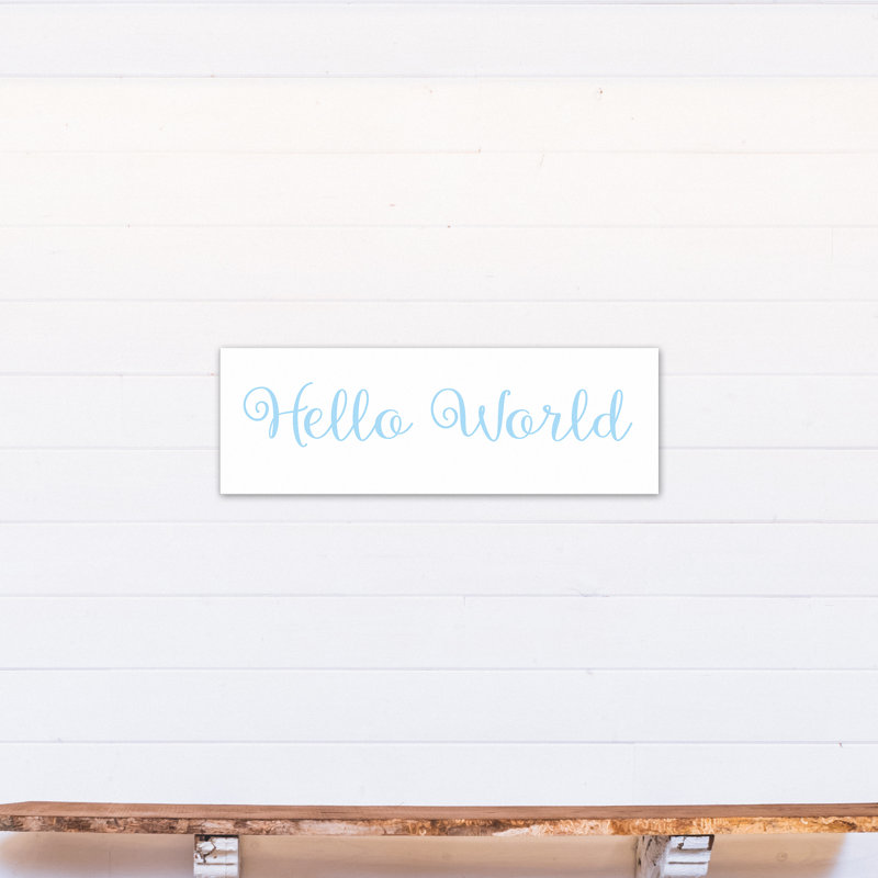 Décoration murale Bruning Hello World, pour enfants, Bleu, Toile tendue, H 12 po x l 36 po x P 1,25 po