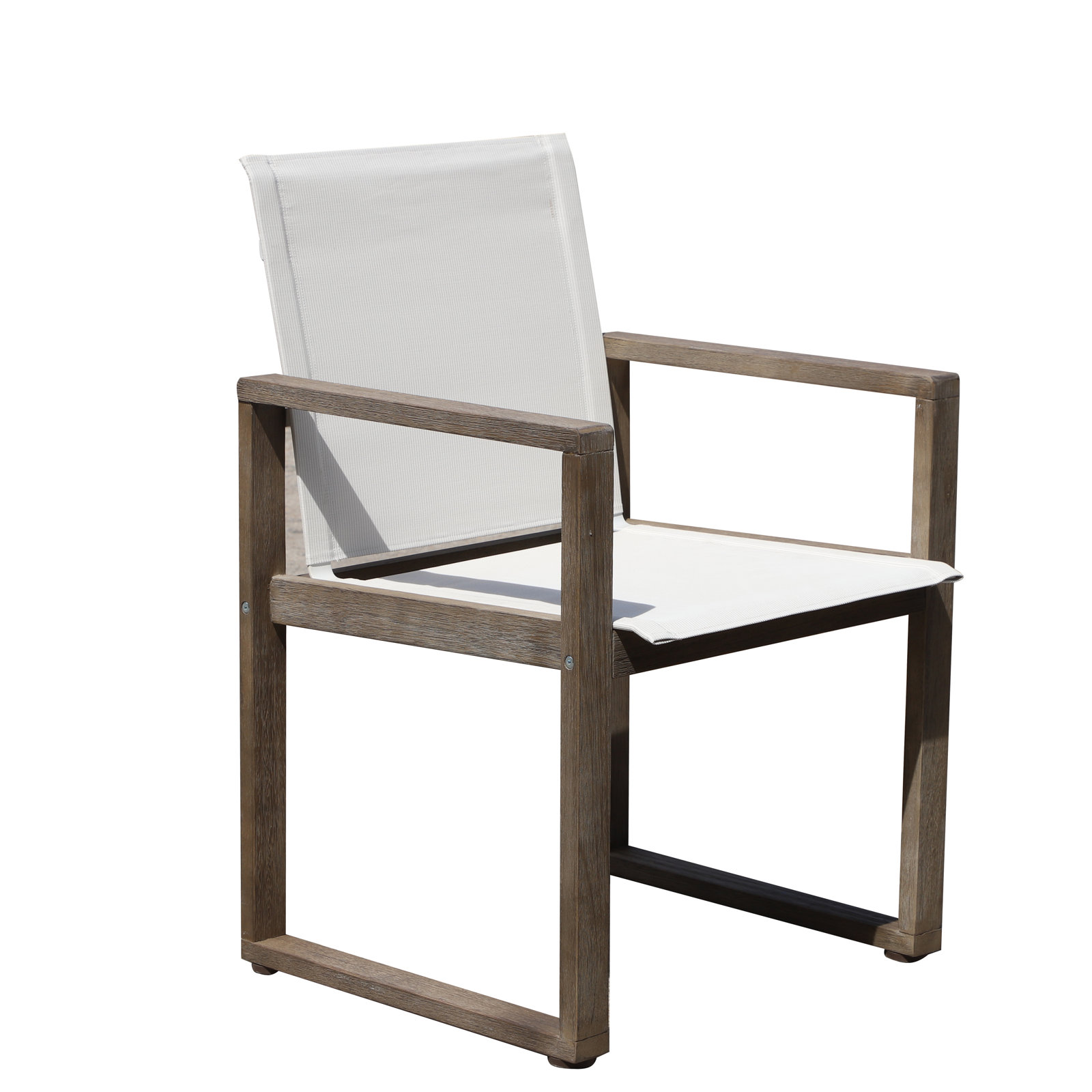 Harmond Wood Premium All-Weather Wicker Outdoor Dining Armchair, Gray
