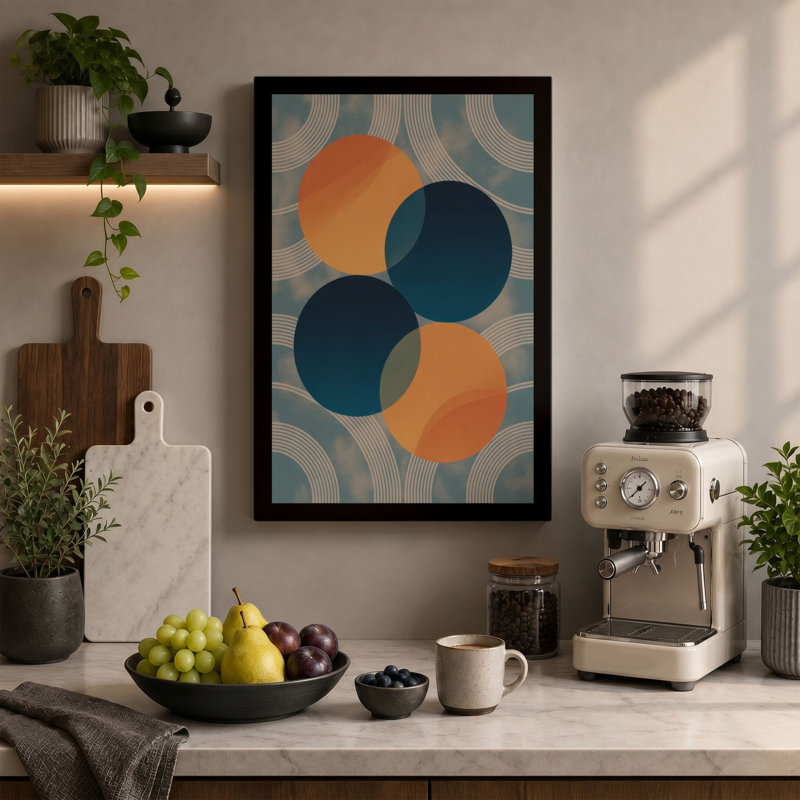 Chromatic Balance Mid-Century - Wrapped Canvas, 30x20 - 76.2 x 50.8 cm, Taupe Border