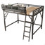 Lit mezzanine double avec échelle, lit mezzanine double en métal avec tablettes de rangement