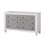 Ensemble de chambre à coucher King, design rembourré, gris et blanc, 4 pièces avec 2 tables de chevet et une commode-136170518