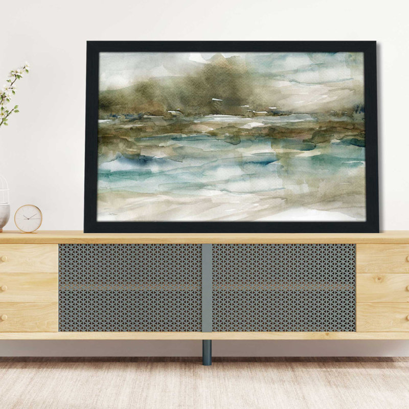 Riverbank - Peinture, L 27,5 po x H 21,5 po, Cadre noir