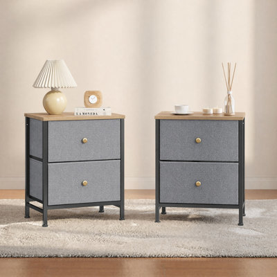 Jaece Modern 2-Fabric Drawer Nightstand, Small Space Bedside Table, End Table Storage Cabinet