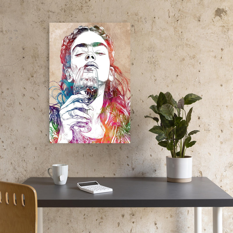 «Sensual Wine Moment», art mural moderne abstrait, 18" H x 12" W