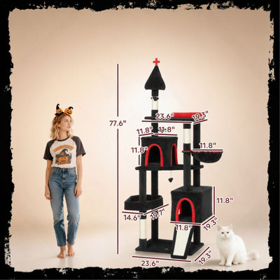 Arbre à chat, 78 po, tour avec lit cercueil