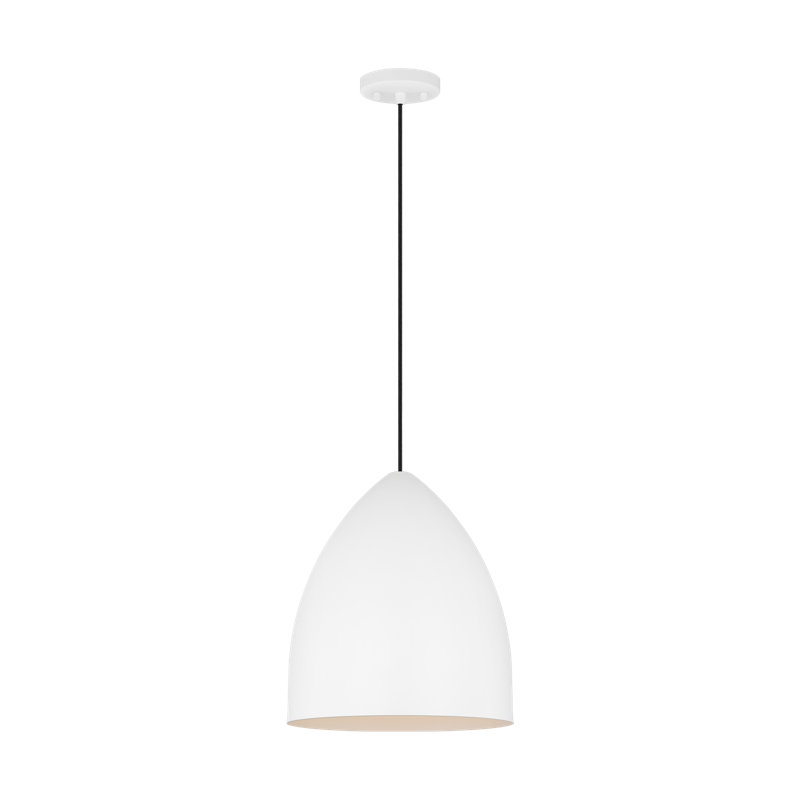 Huron Pendant, Matte White, 15.25" H x 13" W x 13" D