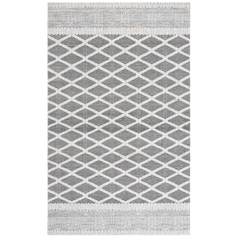 Tapis géométrique en laine / gris tissé à la main Alohna, Rectangle 3 pi x 5 pi