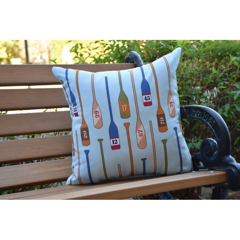 Nantucket Outdoor Reversible Throw Pillow, Aqua, 18" x 18"