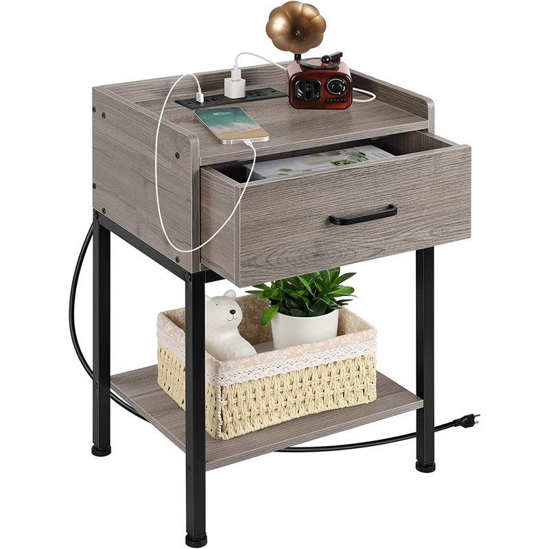 Tarocco 15.7'' W Metal Nightstand, Gray