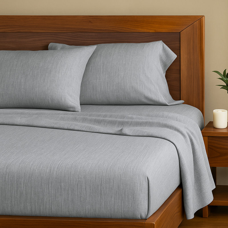 Ensemble de draps BedVoyage - Viscose de bambou + coton - Respirant et confortable, Argent