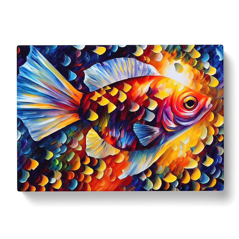 XXX-H1022-WF-3863X Fish Painting Vol.1 Abstract - Wrapped Canvas Painting, 35cm H x 50cm W x 3cm D
