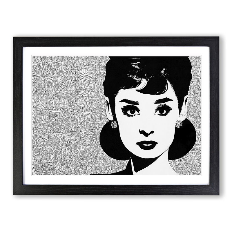 Audrey Hepburn Monochrome Vol.1 - Single Picture Frame Print, 46cm H x 64cm W x 2cm D, Black Framed