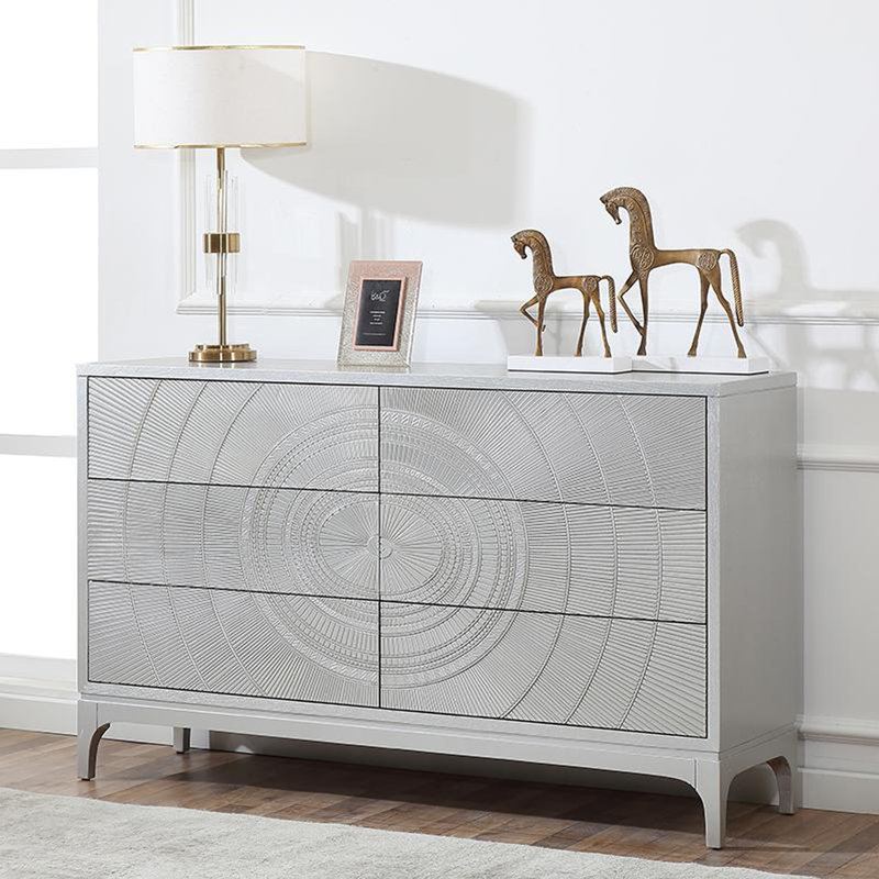 Buffet d'appoint 6 tiroirs, Argent champagne