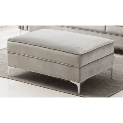 Marchese 44" Wide Velvet Rectangle Standard Ottoman by Rosdorf Park