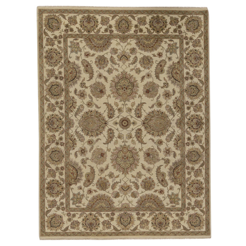 Tapis ivoire noué à la main de haute qualité