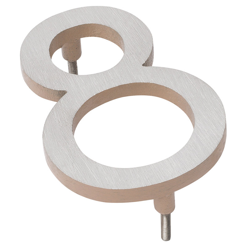 12'' H Metal House Number, Satin Nickel/Taupe, 8