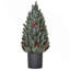 Arbre de Noël artificiel de 18 po de haut miniature enneigé et enneigé, décoration de Noël avec pommes de pin et baies
