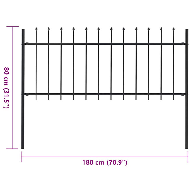 Raziya 2D Garden Picket Fence Panel, 0.8m H x 1.8m W