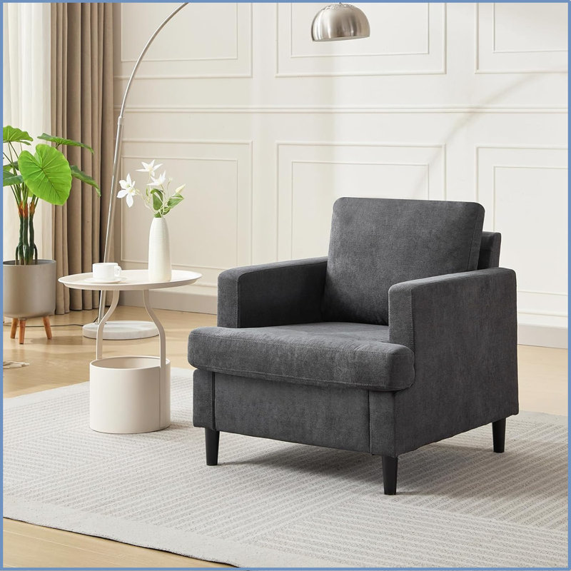 Upholstered Club Chair, Black