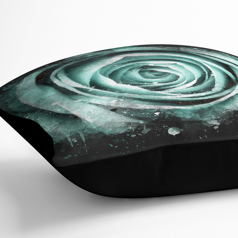 Rose Paint Splash Cushion with Filling, Black, 40cm H x 40cm W x 15cm D