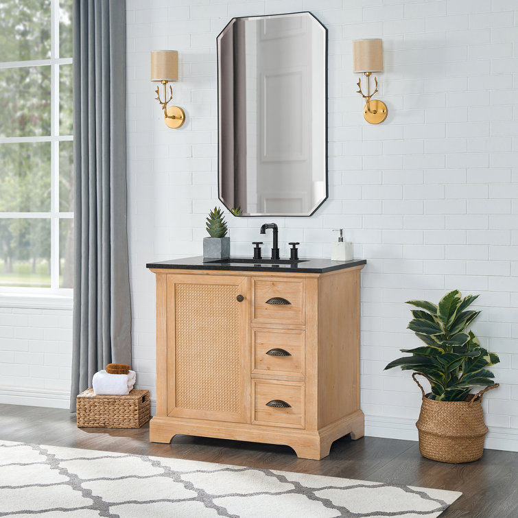 36 Contemporary Bathroom Vanity with Top Sink, 2 Soft Close Doors, and 6  Drawers, Brown - ModernLuxe