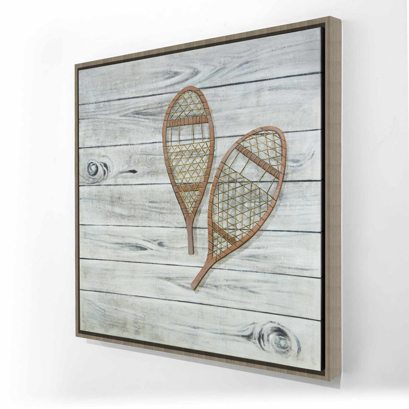 Toile encadrée brun rustique Snowshoes | Neige