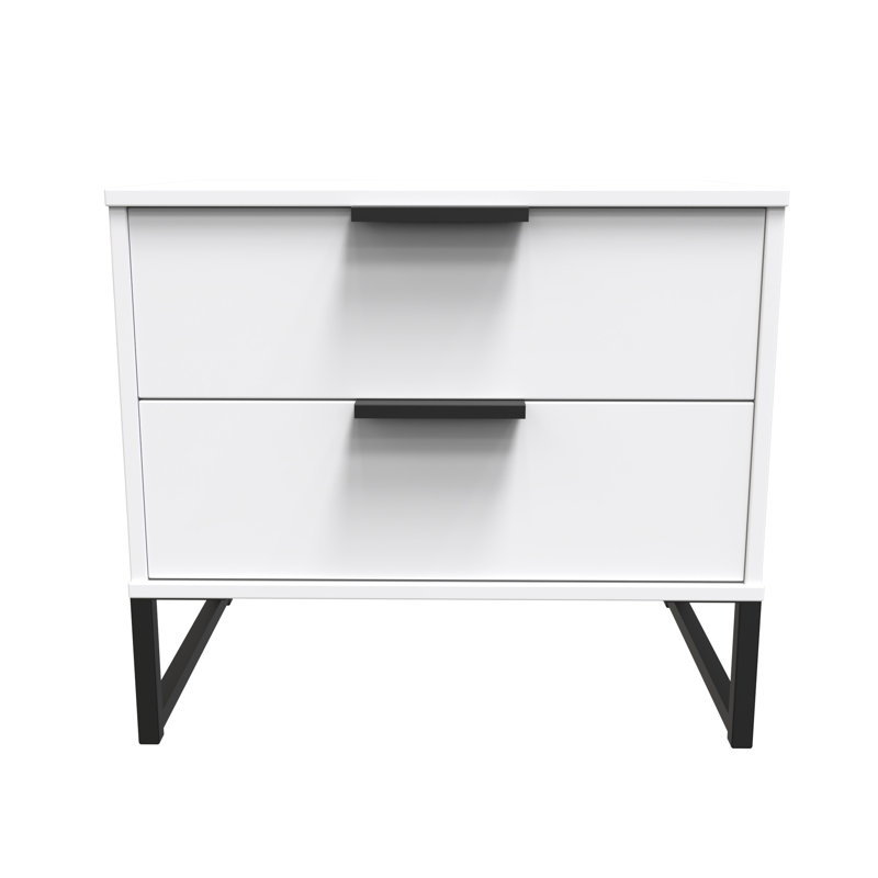 Turah 58cm W Manufactured Wood Bedside Table, White Matt