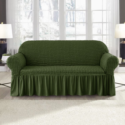 Stretchable Seersucker Box Cushion Sofa Slipcover