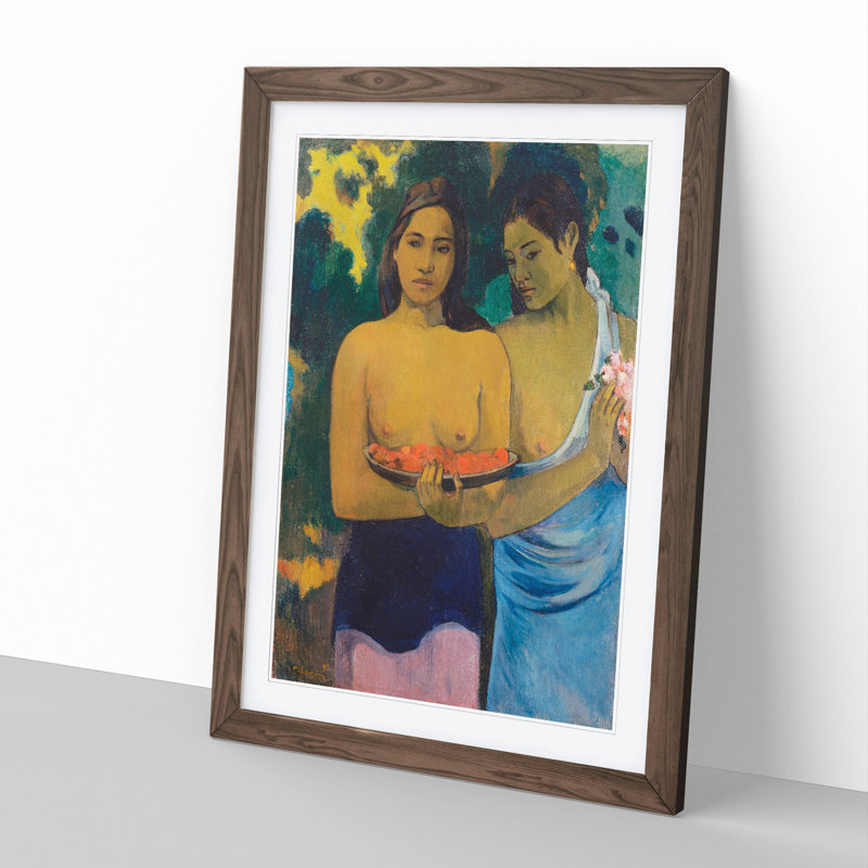 Two Tahitian Women by Paul Gauguin - Framed Print, 65cm H x 48cm W x 2cm D, Walnut Framed