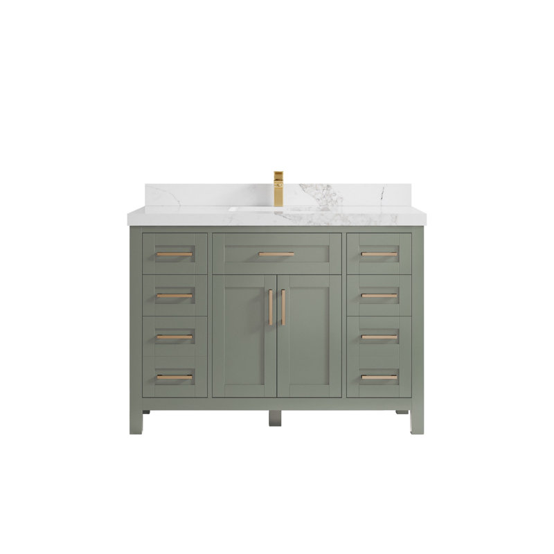 Cambridge 48'' Single Bathroom Vanity with Quartz Top, Calacatta Nuvo