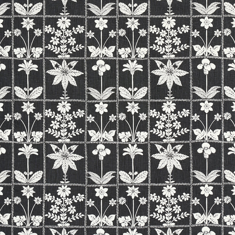Georgia Wildflowers Fabric, Black