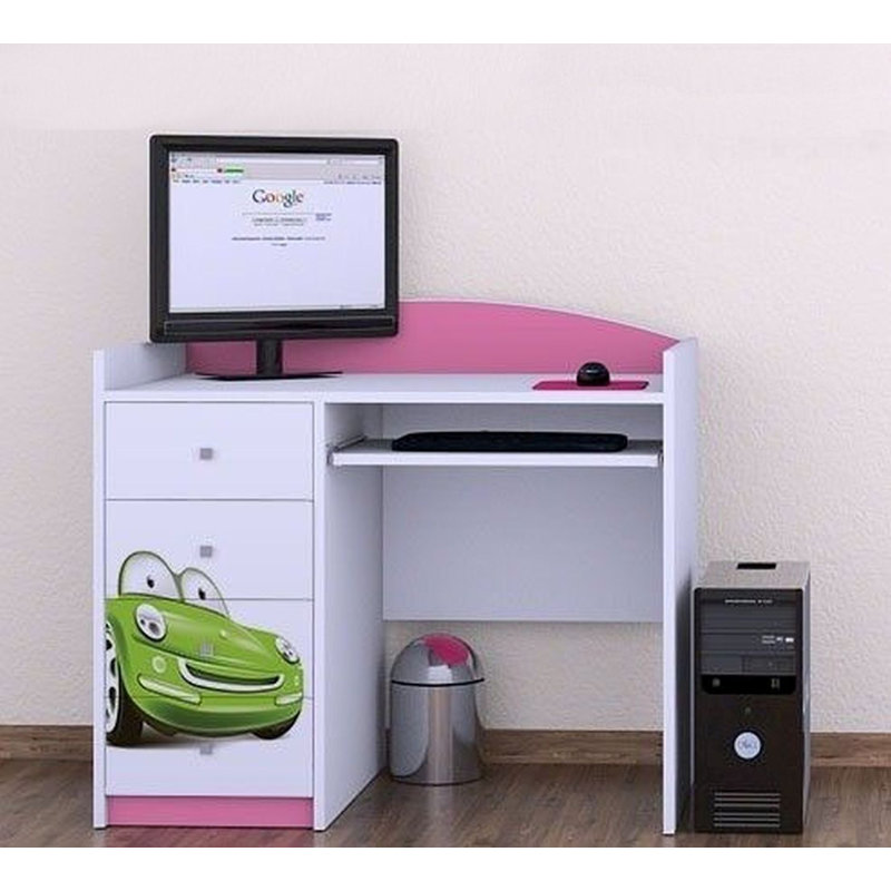 Ondine Car 100cm W Computer Desk, Pink