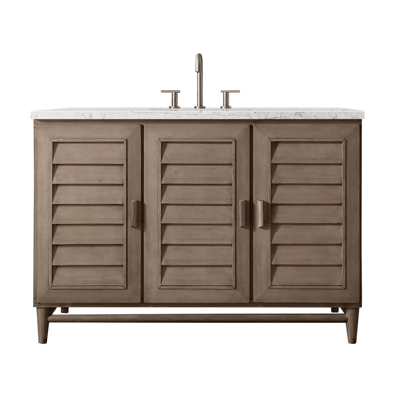 Portland 48'' W Single Vanity, Whitewashed Walnut, Eternal Jasmine Pearl, Widespread