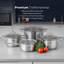 Batterie de cuisine en acier inoxydable 18/10 avec couvercle en verre 8 pièces Kochstelle, compatible avec l'induction