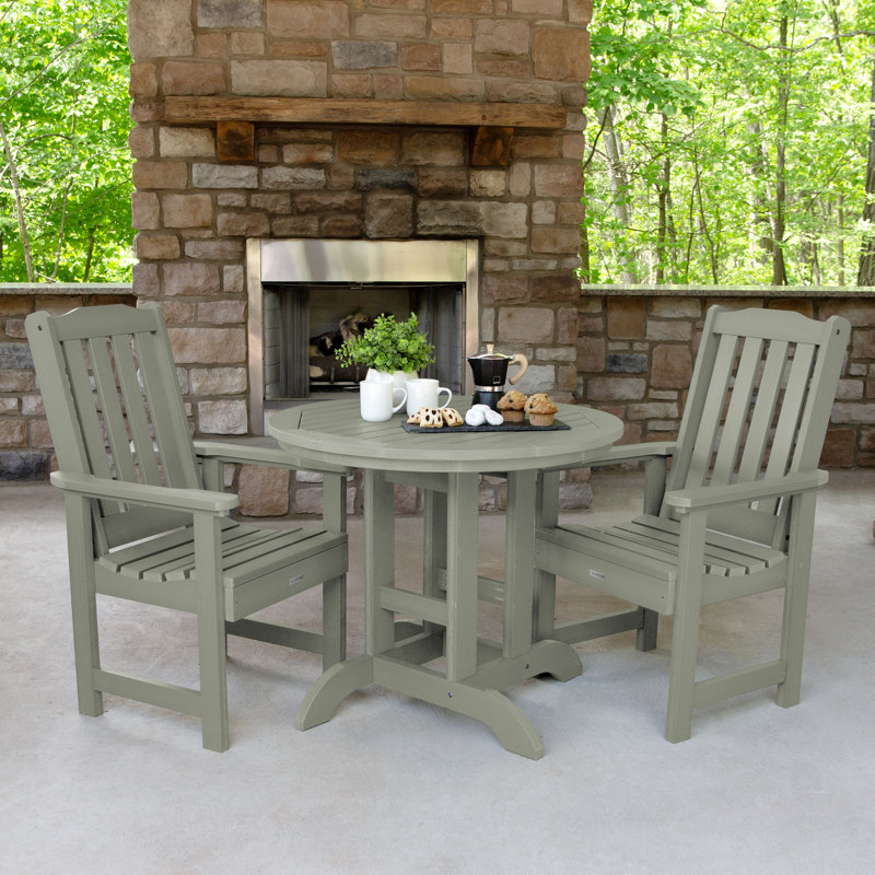 Arbnora 4 - Person Patio Dining Set with Round Table, Eucalyptus, 2, 30" H x 36" W x 36" D