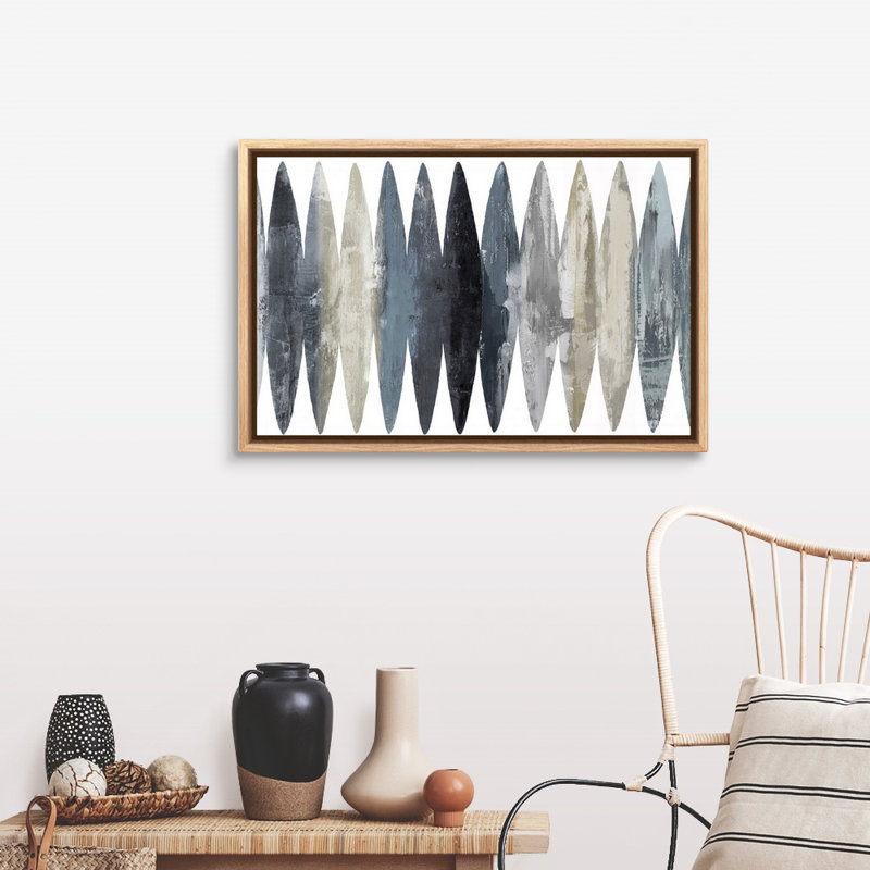 "Abstract Surfboard Gray" par David Moore - reproduction d'art sur toile, H 25,25 po x l 37,25 po, Toile avec cadre photo