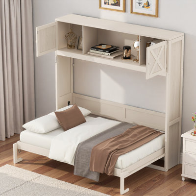 Lit escamotable avec 2 armoires de rangement et tablette ouverte Murphy