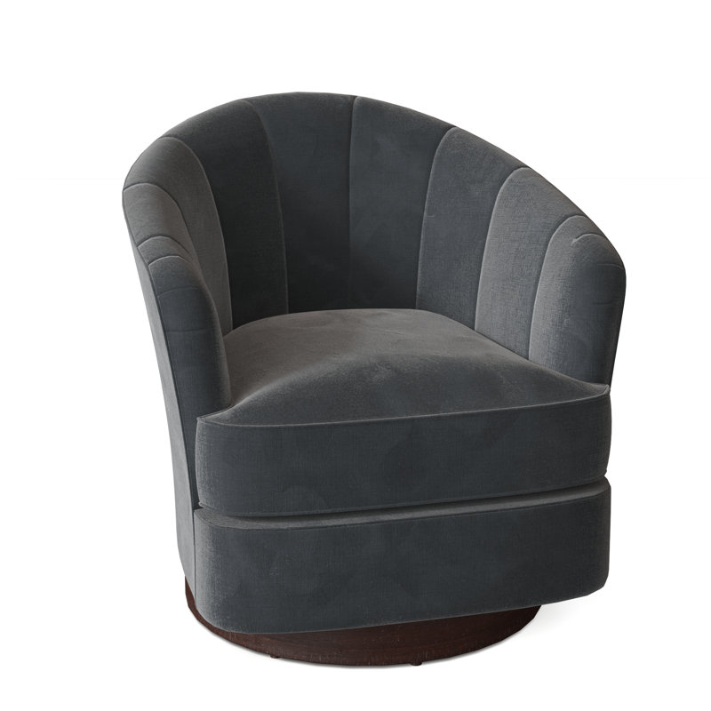 Tipsy Upholstered Swivel Barrel Chair, Espresso, Sage (8789 30)