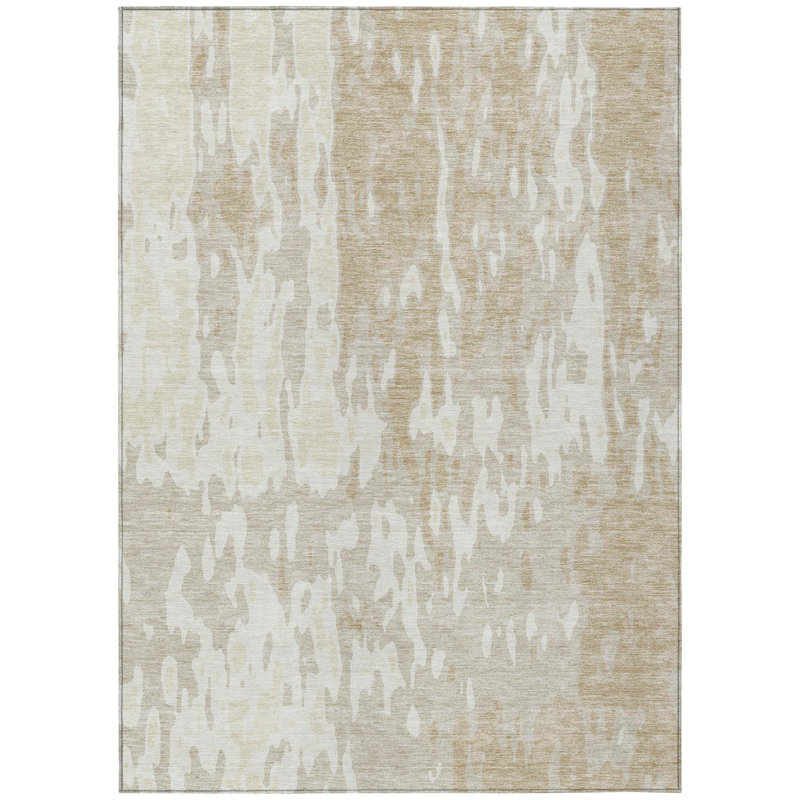 Tapis intérieur lavable abstrait beige et ivoire 9 pi x 12 pi