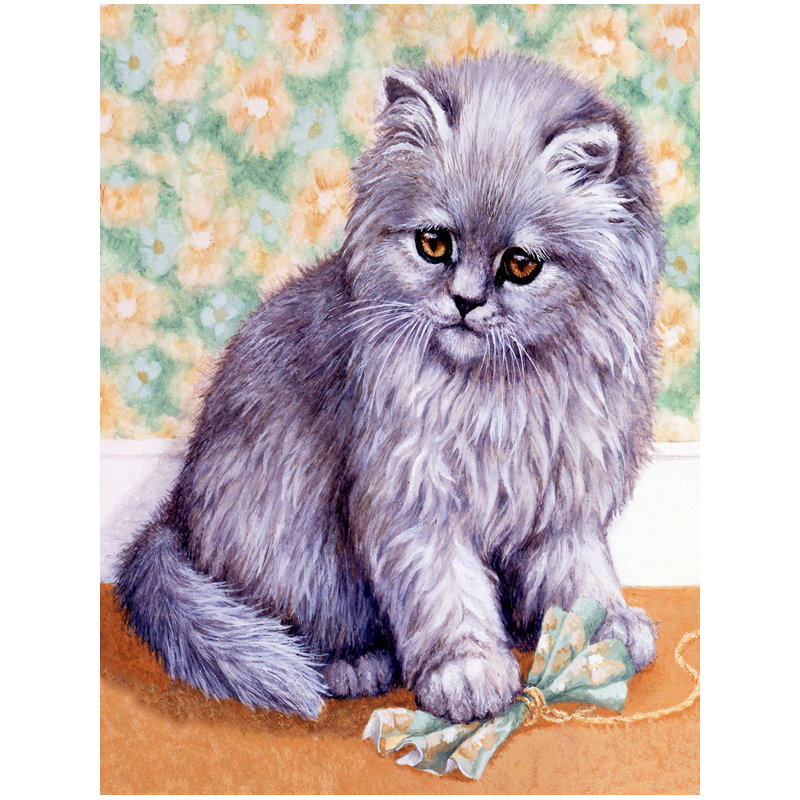 Drapeau de jardin à 2 côtés gris chat par daphné baxter, H 15 po x l 11 po
