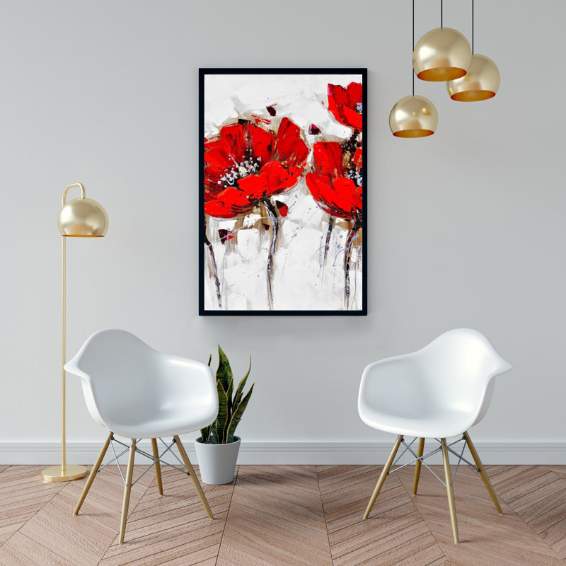 " Red Poppies With Texture "