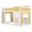 Lit superposé simple au-dessus de simple avec tablettes de rangement, fenêtre de jeu et portes en bois massif robuste et lit en bois aggloméré-1275339171