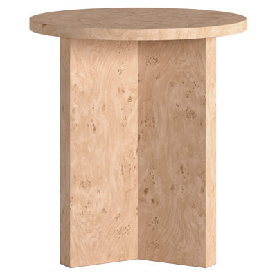 Potbelly Round End Table with Cross Base