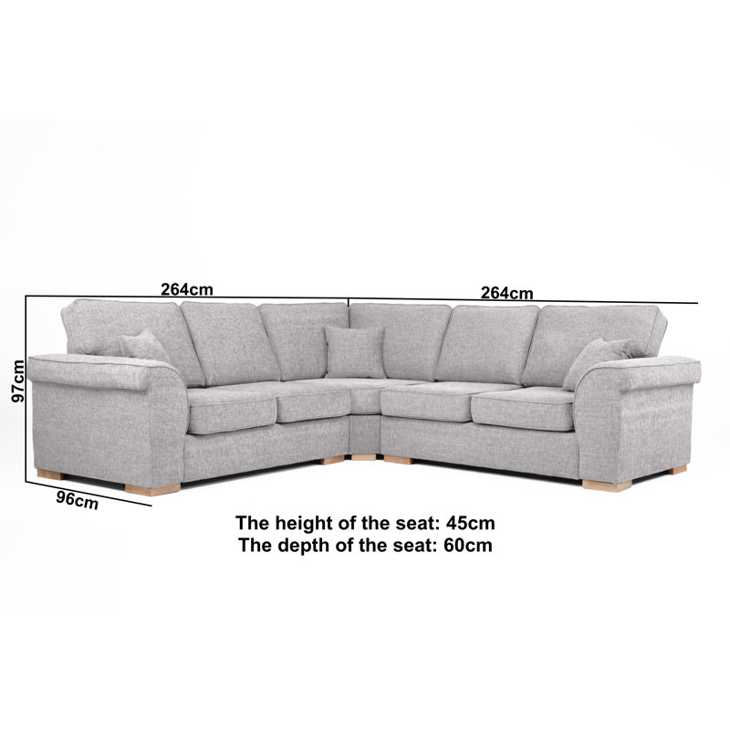 Picadilly Corner Sofa, Symmetrical, Silver