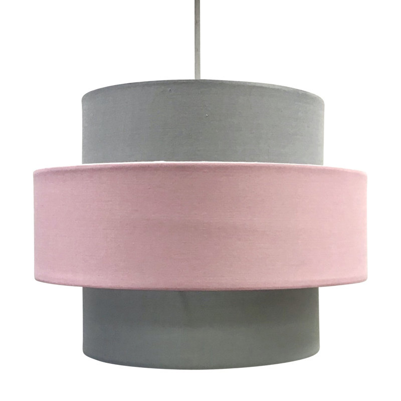 Peery 22cm H Cotton Pendant Shade, Pink/Grey
