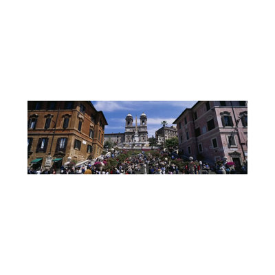 Low Angle View of Tourist on Steps, Spanish Steps, Rome, Italy 1 Piece Wrapped Canvas Panoramic Wall Art