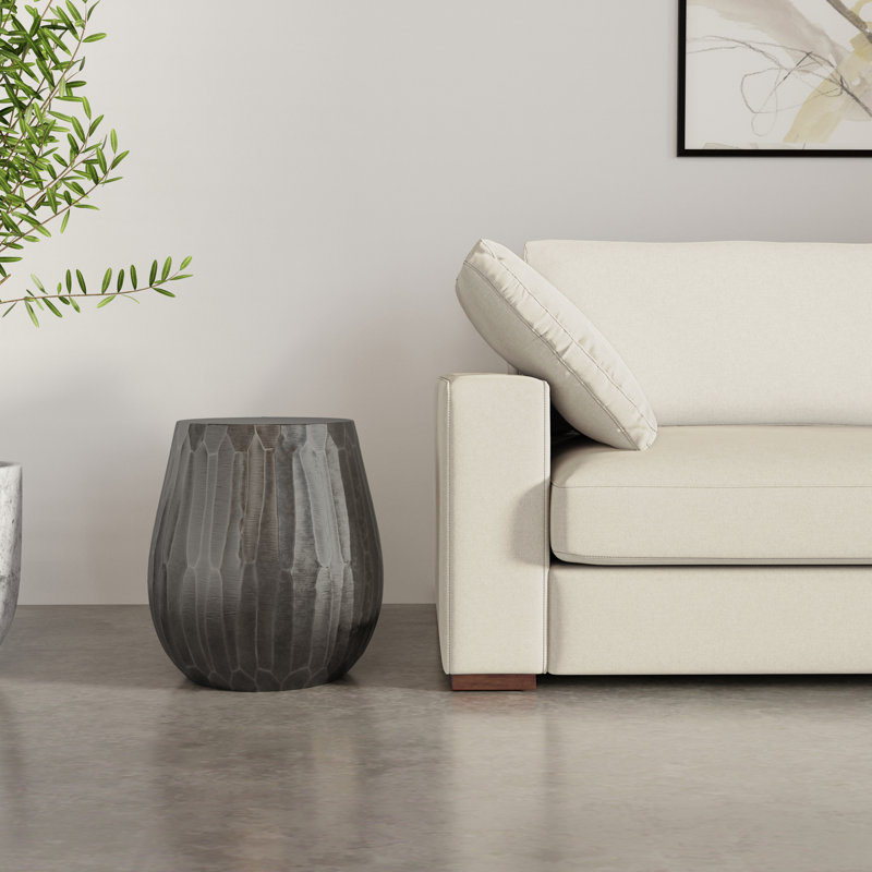 Graphite Round Cast Aluminum Drum Side Table