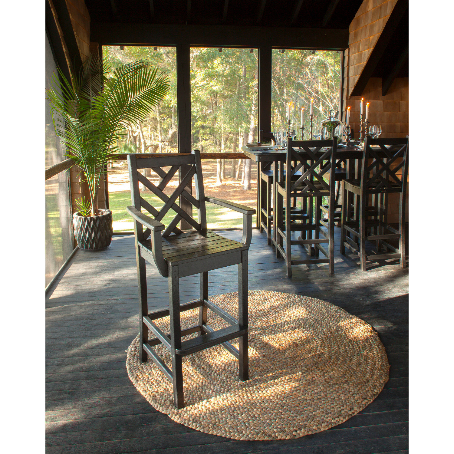 POLYWOOD® Chippendale Patio Bar Stool, Slate Gray