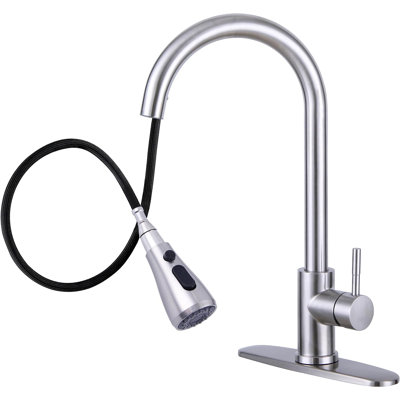 Pull Down Single Handle Kitchen Faucet in Brushed Nickel
